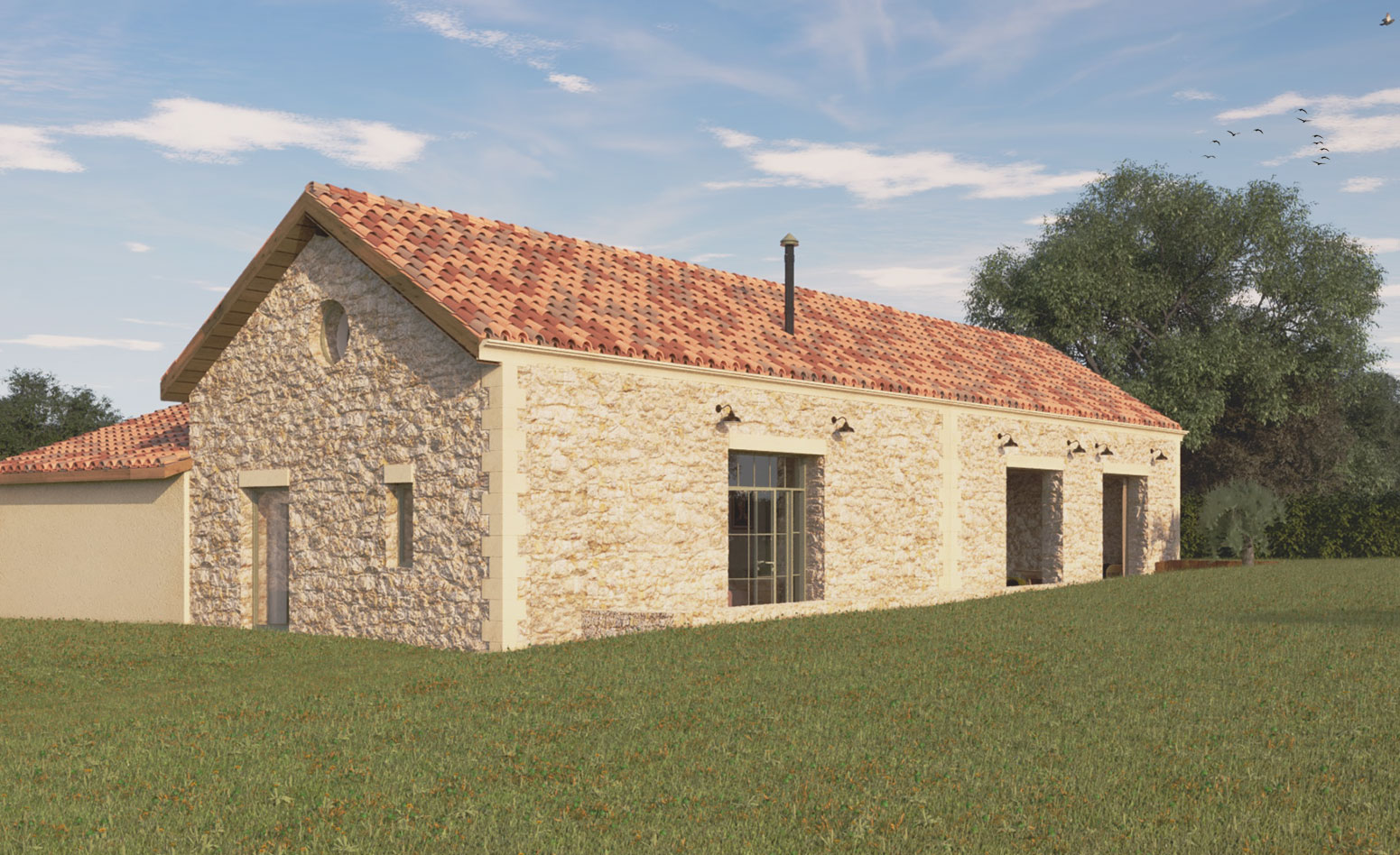 Vue 3D du chai viticole après travaux