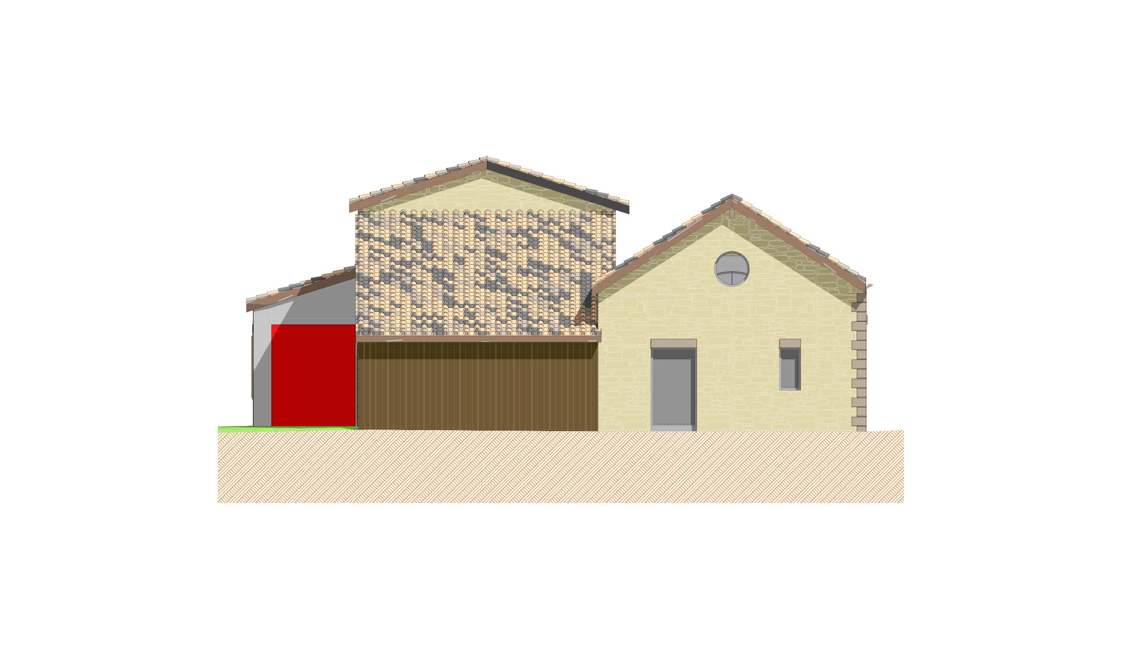 Façade Ouest du chai viticole après travaux